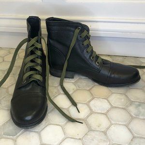 Aldo Black Leather Combat Boots